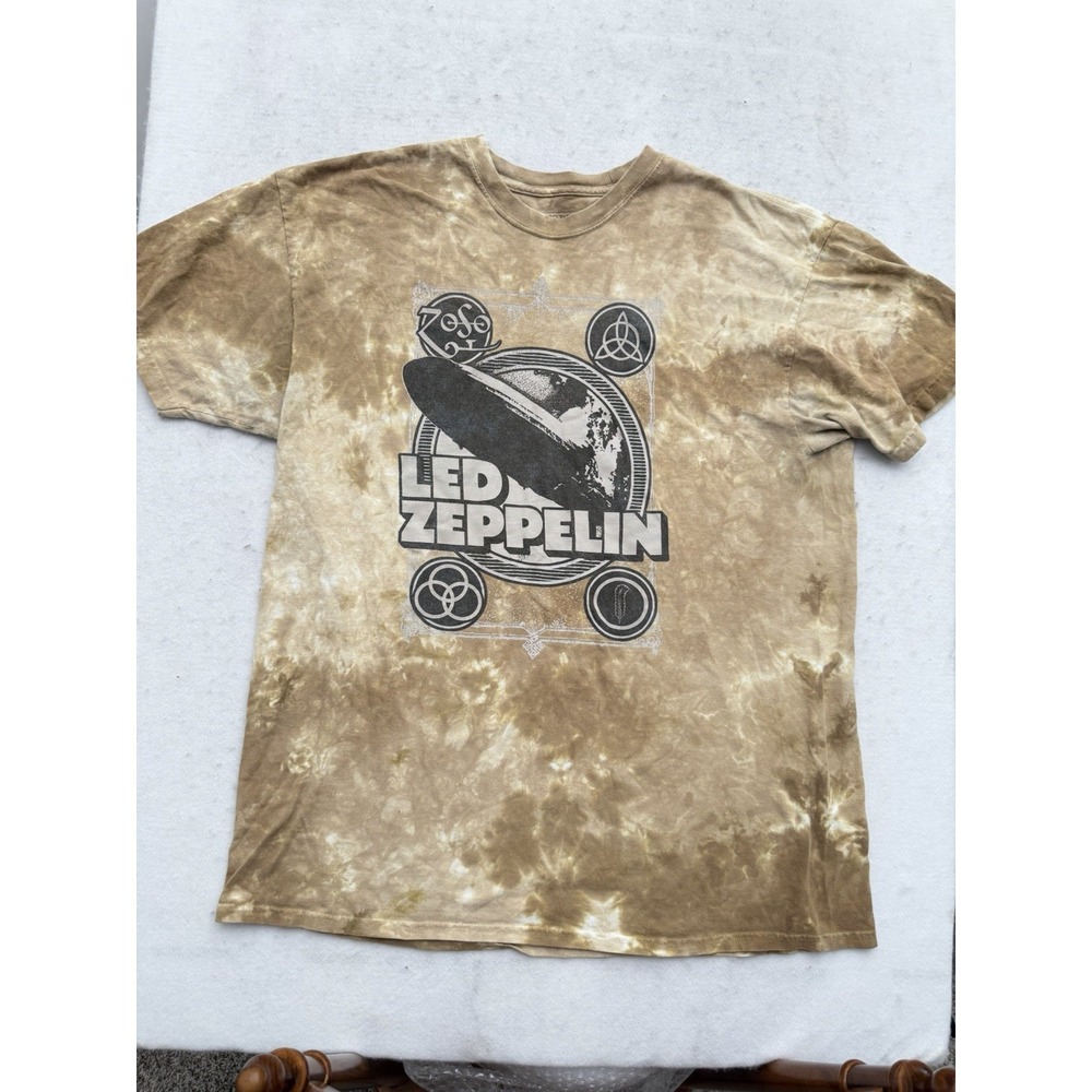 Vintage Led Zeppelin‎ ZoSo Mens 2XL Brown Tie Dye T-Shirt AUTHENTIC